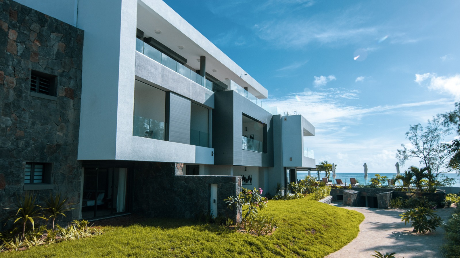 Path through gardens at a residential development